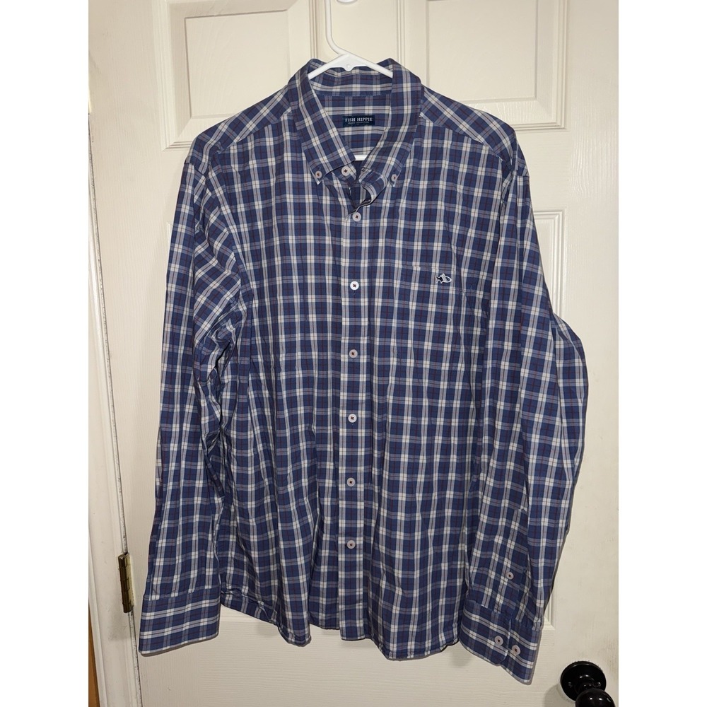 Fish Hippie Solace Shirt Mens XL Cotton Stretch Long Sleeve Button Down